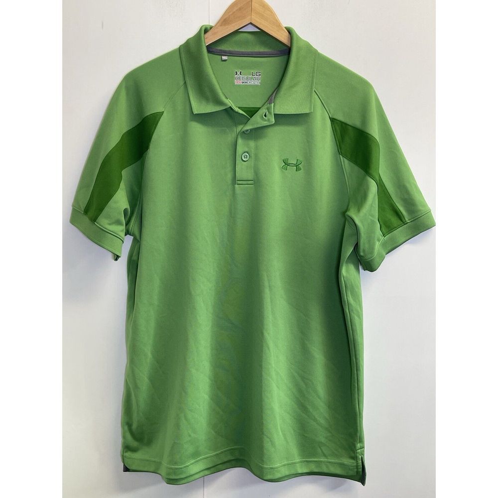 Under Armour Polo Shirt Mens Size L Heatgear Green Golf‎ Short Sleeve